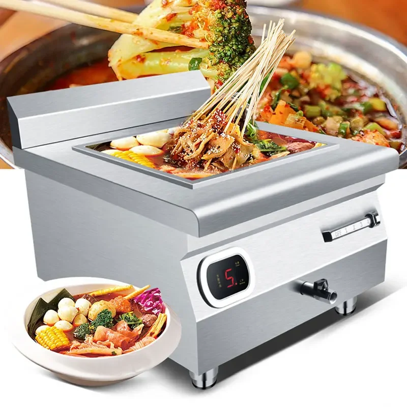 Electric Noodles Cooking Machine Desktop Cooker 6000W Furnace Porridge Water Boiler Commercial Oden Kitchen Cooker