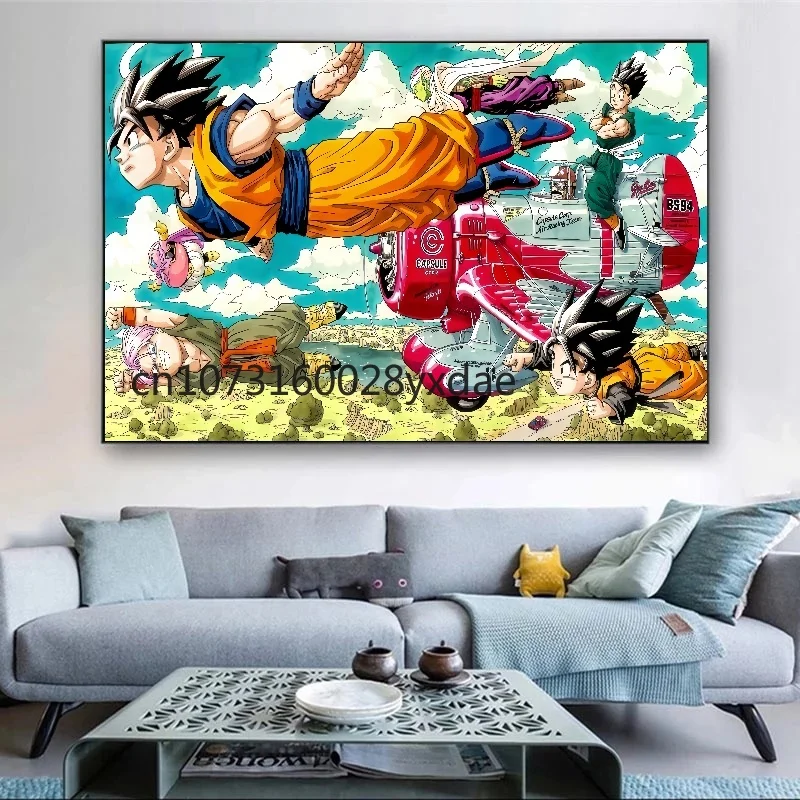 Japanese Classic Anime Dragon Ball Locomotive Goku Canvas Pictures Decoration Paintings Poster HD Prints Wall Art Home Decor