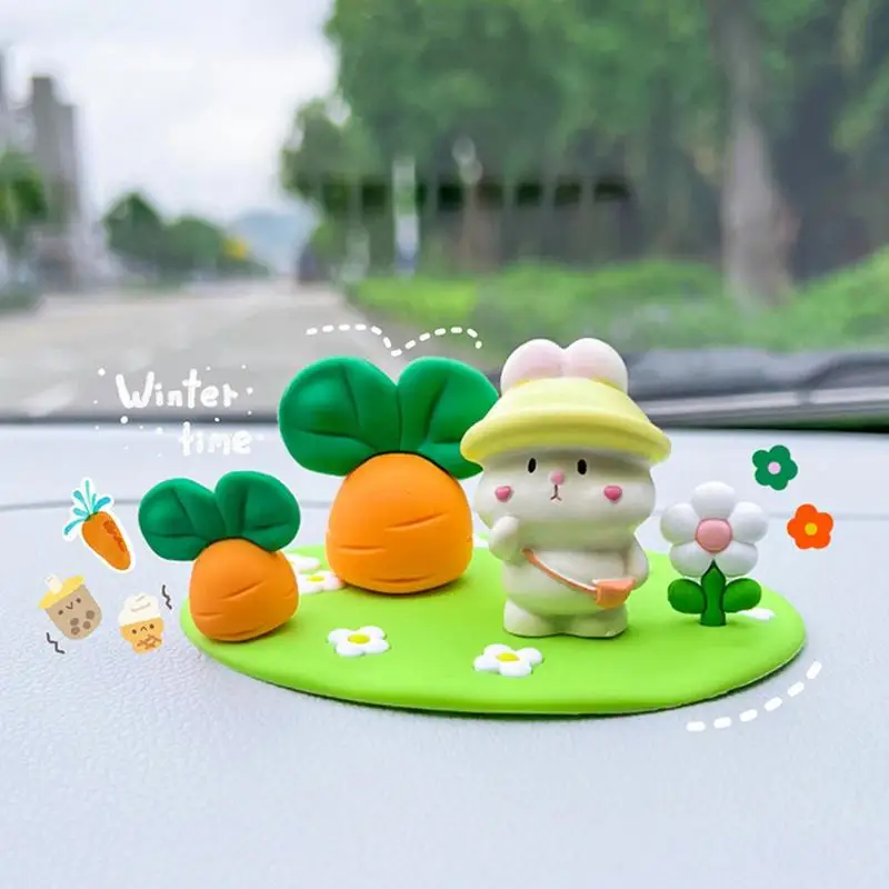 Atsafepro Car Ornament 2023 New Creative Cute Garden Rabbit Car Interior Decoration Supplies Centre Copilot Console Decorations