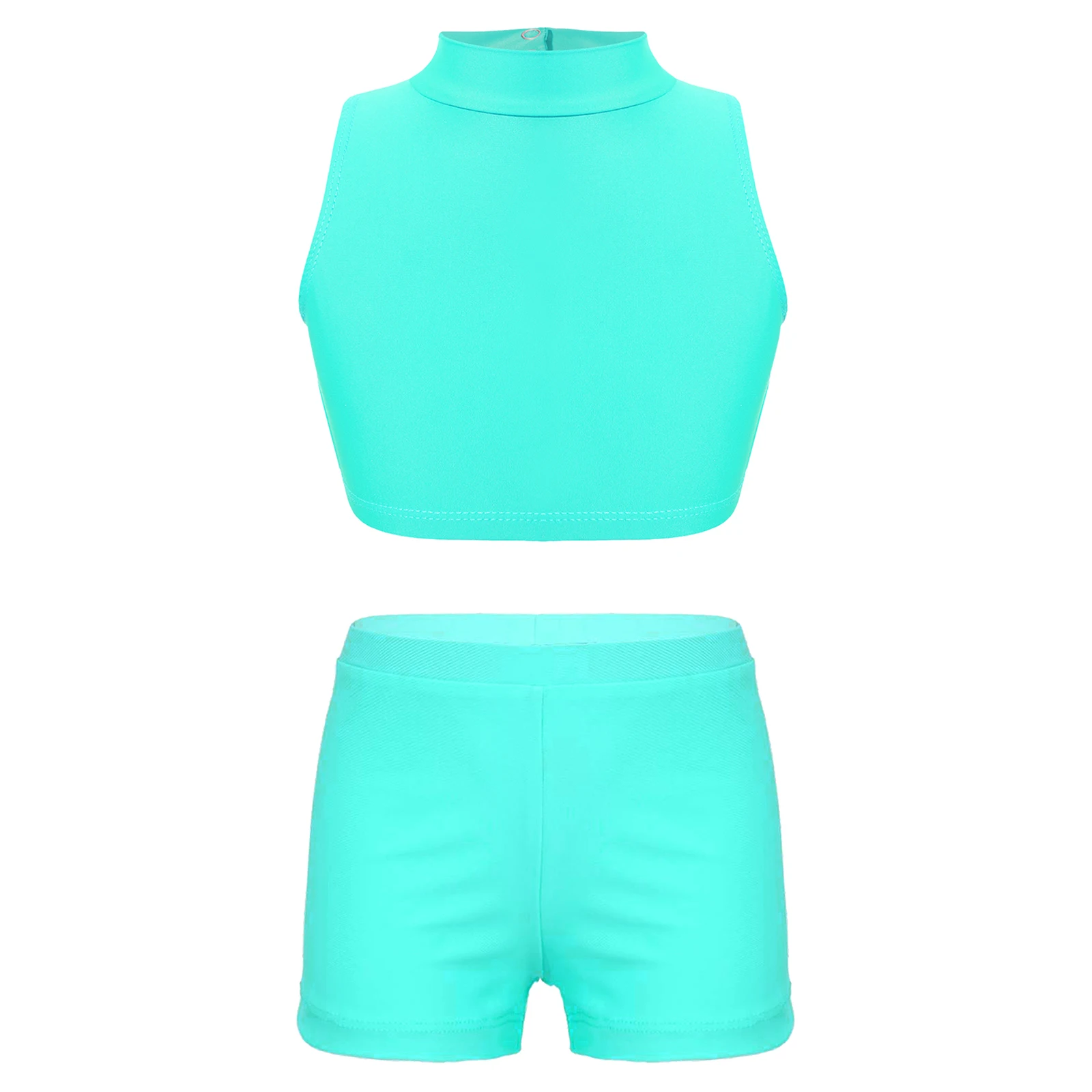 Roupas Básicas de Dança Feminina, Roupas de Treinamento de Ginástica Feminina, Camisola com Pescoço Mock, Shorts, Trajes de Pista, Crianças