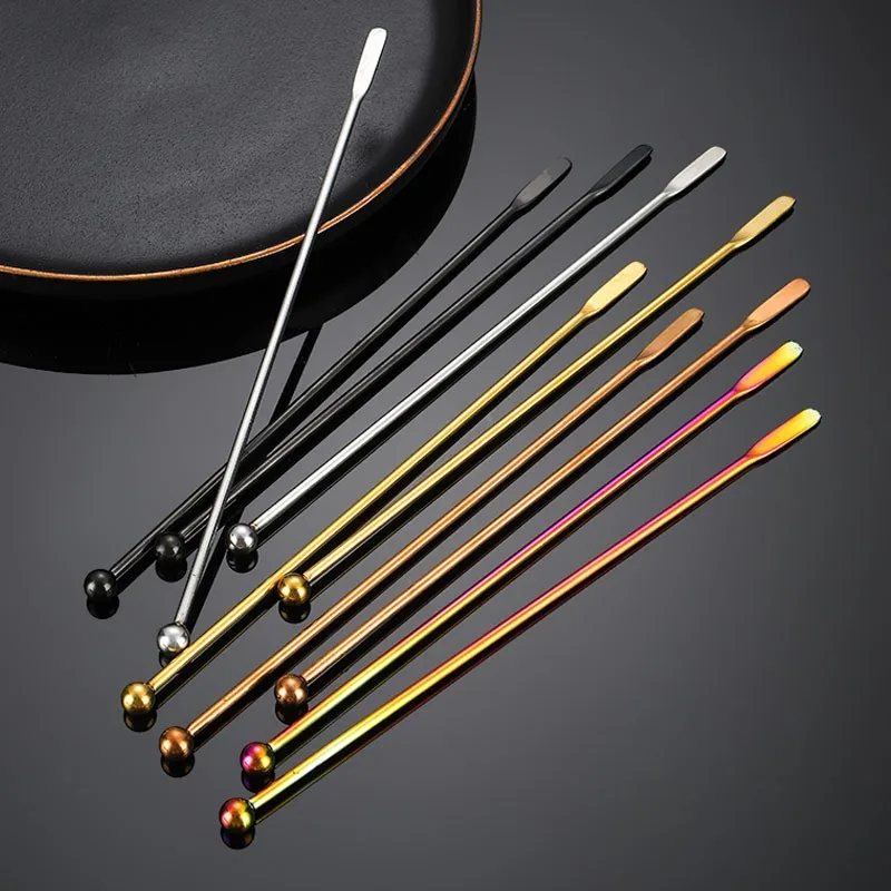 19.2cm Drink Stirrers Ball Peen Stirring Stick Stainless Stir Cocktail Stirring Annulus Bar Tools Gold/Silver Long Mixer