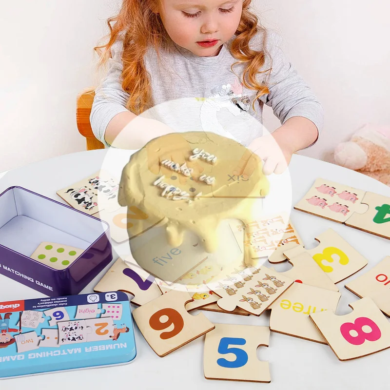 ชุดของเล่นเสริมพัฒนาการเด็ก 1 ชุด กล่องเหล็ก ฝึกการคิดเชิงตรรกะ จับคู่สัตว์และอาหาร ฝึกการเรียนรู้ตัวเลข ของเล่นเสริมทักษะ