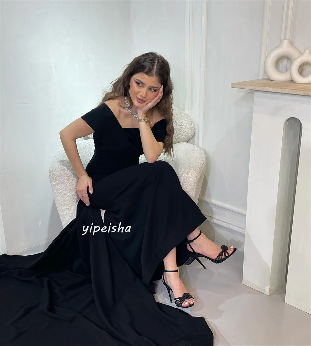 Ball Dress Evening Jersey Draped Pleat Birthday A-line Off-the-shoulder Bespoke Occasion Gown Midi Dresses Saudi Arabia