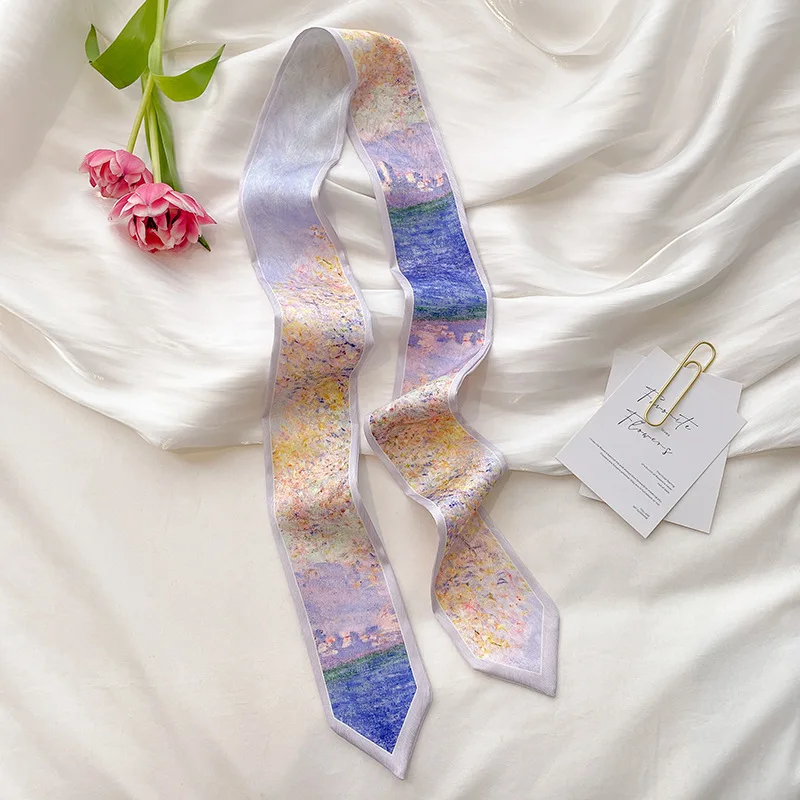 Versatile Ribbon Bag Strap Oil Painting Style Small Ribbon Long Scarf Belt Versatile Fashion Headband Streamer