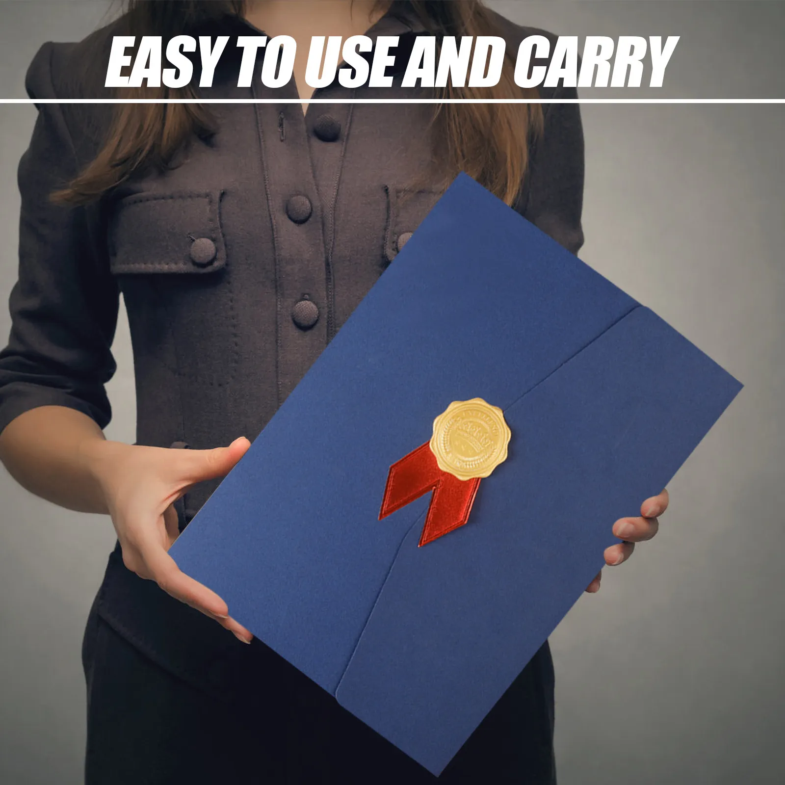 2Pcs Certificate Holders Paper Protective Covers Portable Lightweight Certificate Envelope for Diploma Award Document Display