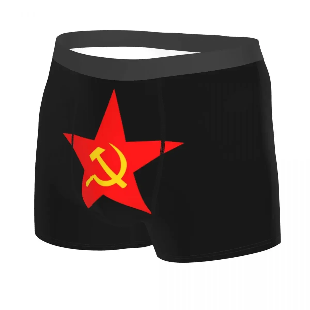 Male Sexy Soviet Union Hammer Sickle Red Star Underwear Russian CCCP Flag Boxer Briefs Men Stretch Shorts Panties Underpants