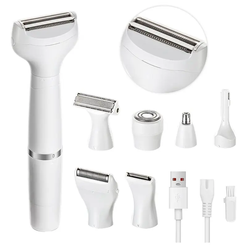 

A99G-Bikini Trimmer& Facial Hair Remover 7-In-1 Electric Razor For Women-Painless Hair Removal For Nose, Eyebrow, Pubic Areas Sh