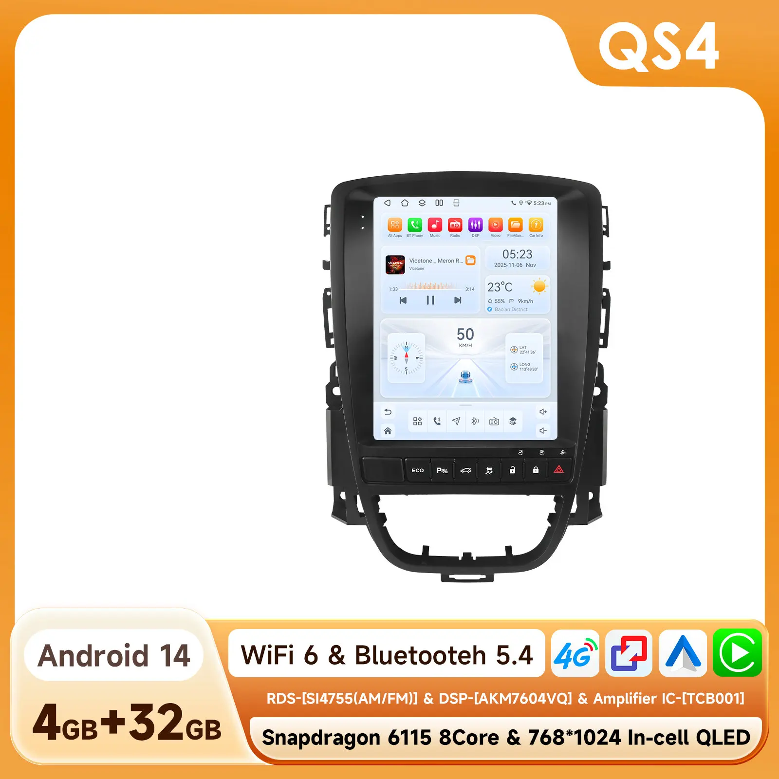 9.7 inch Hizpo CarPlay Android autoradio voor Opel Astra J Buick Verano 2009 - 2015 Tesla Style scherm GPS DSP 360CAM Snapdragon 6115
