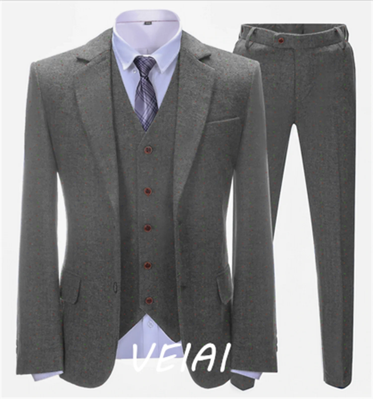 

CustomizedMen's Suit Formal Herringbone 3-piece Grey Set Business Meeting Office Customization (blazer + vest + pants)
