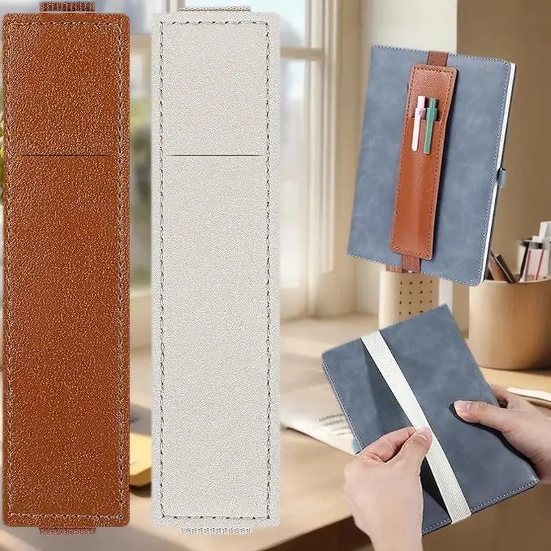 PU Leather Elastic Notebook Band Holders Adjustable Pen Sleeve Pencil Pouch Holder Strap For Notebook Binder
