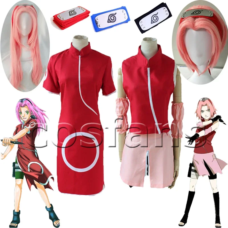 Anime Haruno Sakura Cosplay Haruno Sakura 1st Generation Cheongsam Dress Costume 2nd Generation Clothing Set Haruno Saku Costume