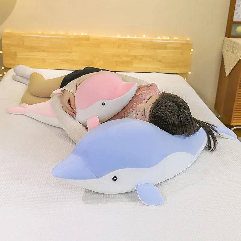 35-130CM Giant Size Dolphin Plush Toys Lovely Stuffed Soft Sea Animal Pillow Dolls for Boys Girls Sleeping Cushion Gift