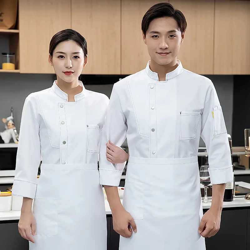 

Overalls Long-Sleeved Men'S Autumn And Winter Catering Hotel Restaurant Canteen Chef Kitchen Pastry Baking Cake Tooling