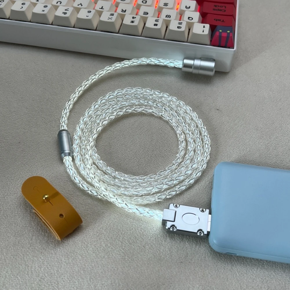 90°Elbow USB-Type-C Customized 8K E-sports Magnetic Axis Keyboard Single Crystal Copper White Light Keyboard Cable