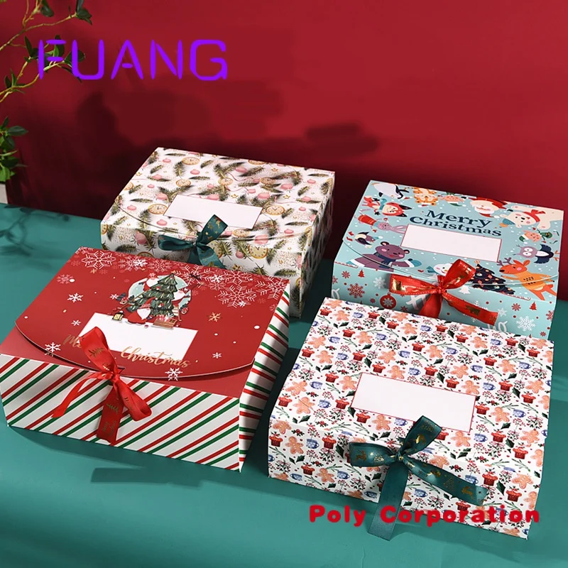 Decorações personalizadas Natal bolo doces embalagens papelão presente caixa Natal papel boxpacking caixa para pequenas empresas