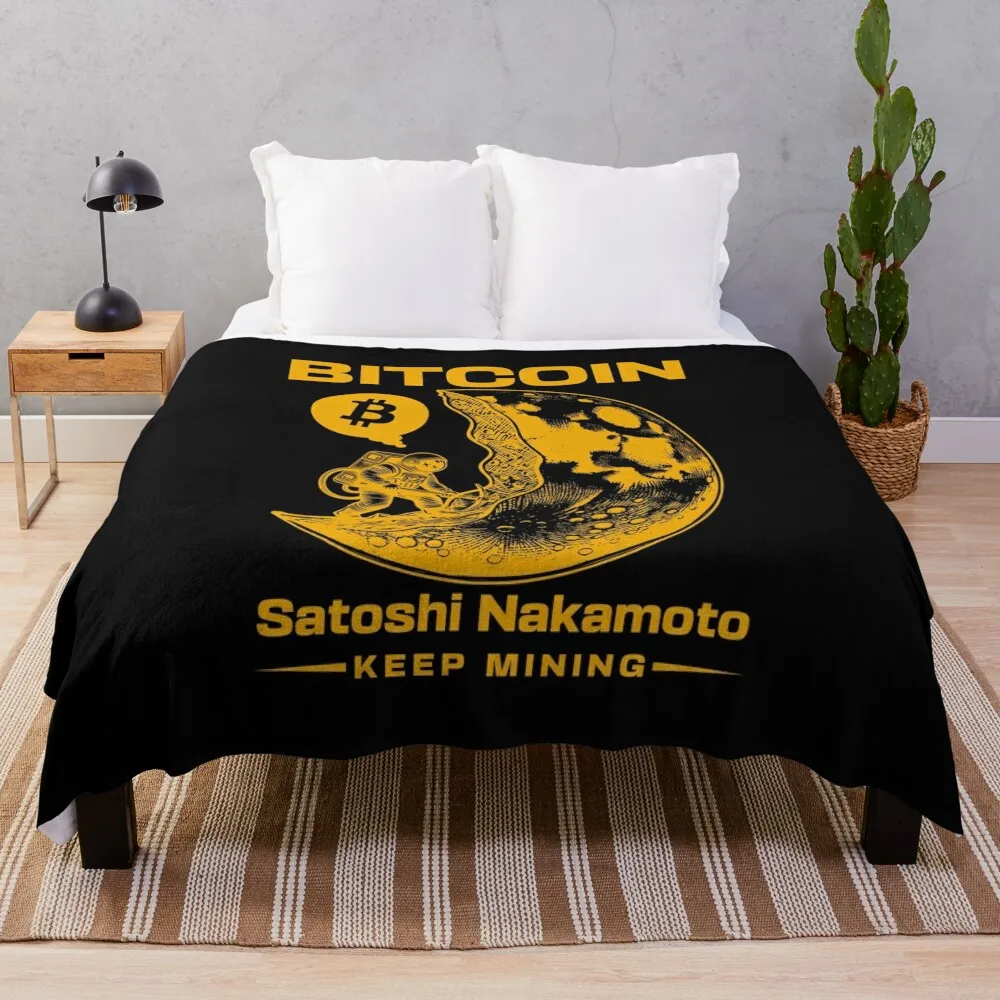 Bitcoin Krypto Blockchain Satoshi Nakamoto BTC Throw Blanket Plush Decorative Sofa Blankets For Bed manga Blankets