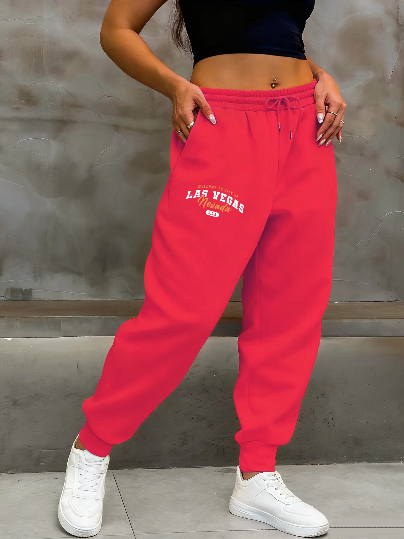 مرحبا بكم في لاس فيغاس نيفادا طباعة Sweatpant الإناث الخريف الرباط بانت الدافئة Britches ركض الشارع للجنسين السراويل الطويلة