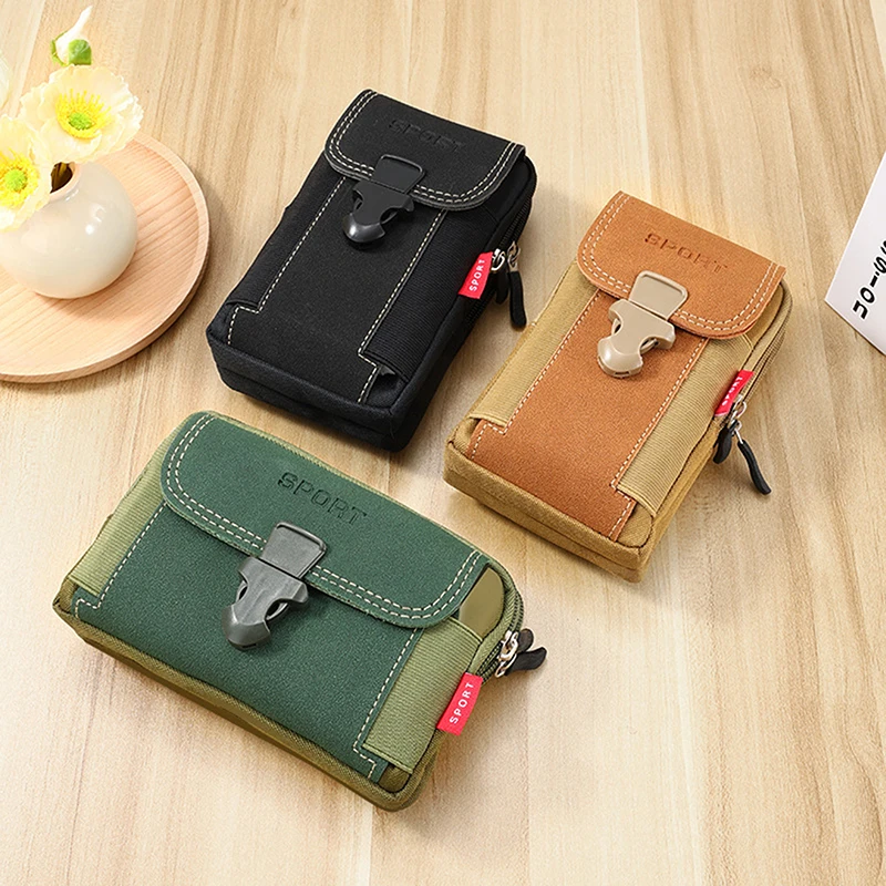 Canvas Waist Pocket Male Outdoor Fanny Bum Bag Purse Business Mobile Phone Pouch Running Pouch Travel Camping Bags 1PC