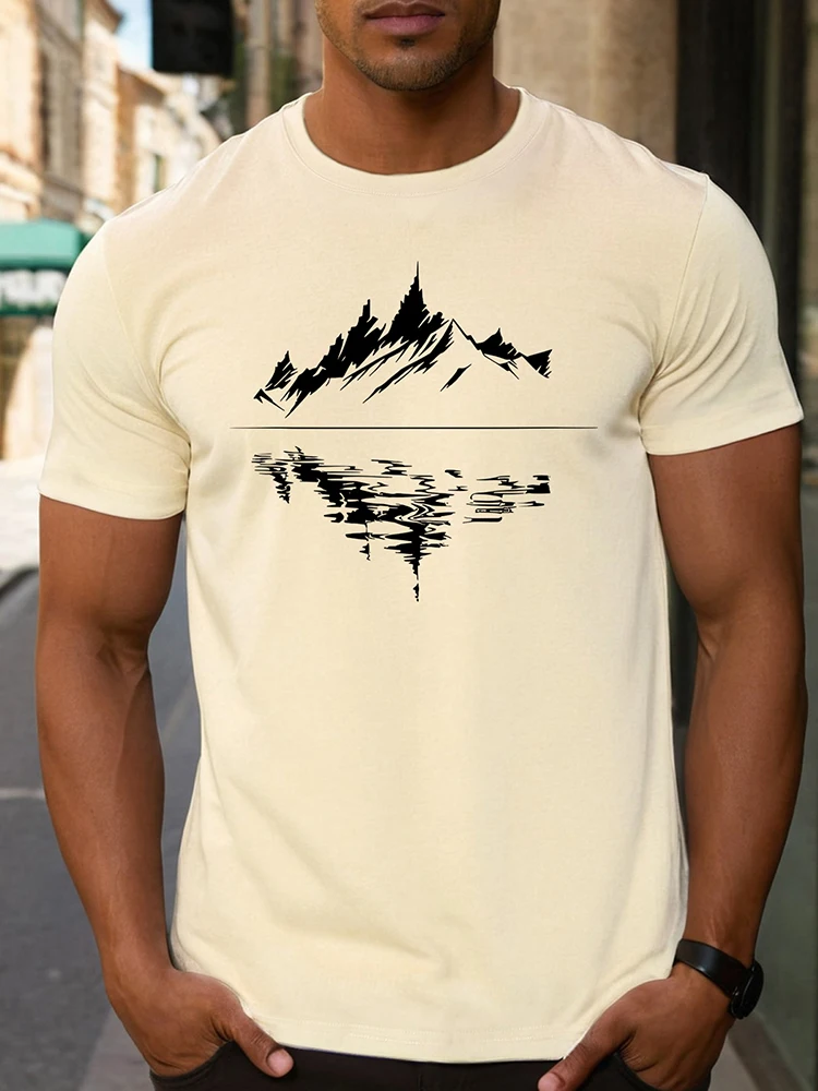 

3D Mountain Climbing Print Men's Outdoor Sports T-shirt Urban Street Men's Fashionable Short-sleeved Top Running Fitness T-shirt