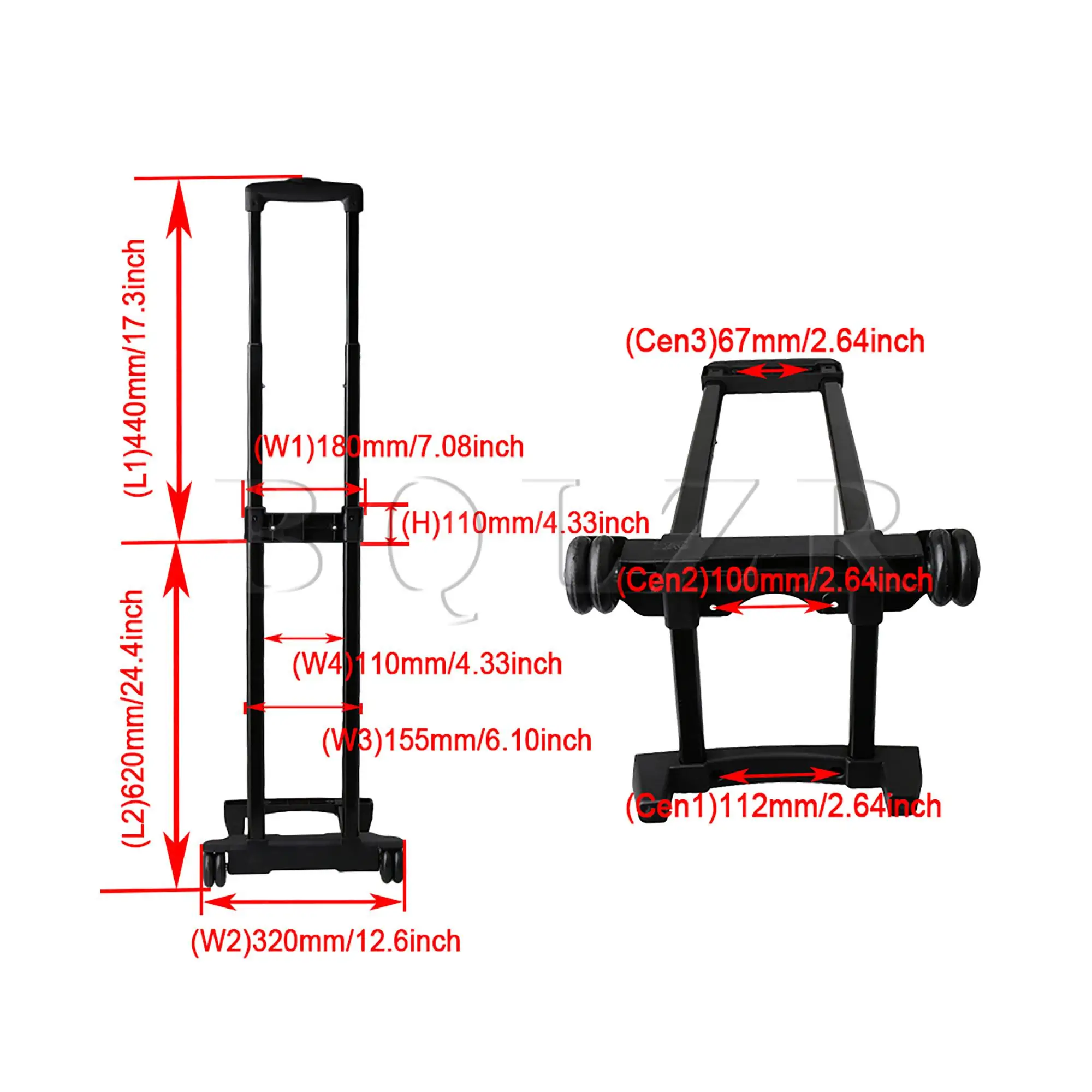 BQLZR R018 Plastic 20 inch Travel  Luggage Trolley Telescopic Handle Aluminium Alloy Pull Drag Rod Repair Replacement Part