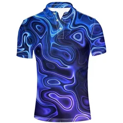 Men's Casual Button Up Polo Shirts 3d Printed Colorful Geometrical Graphic Tee Shirts Short Sleeve Oversized Tshirt For Men