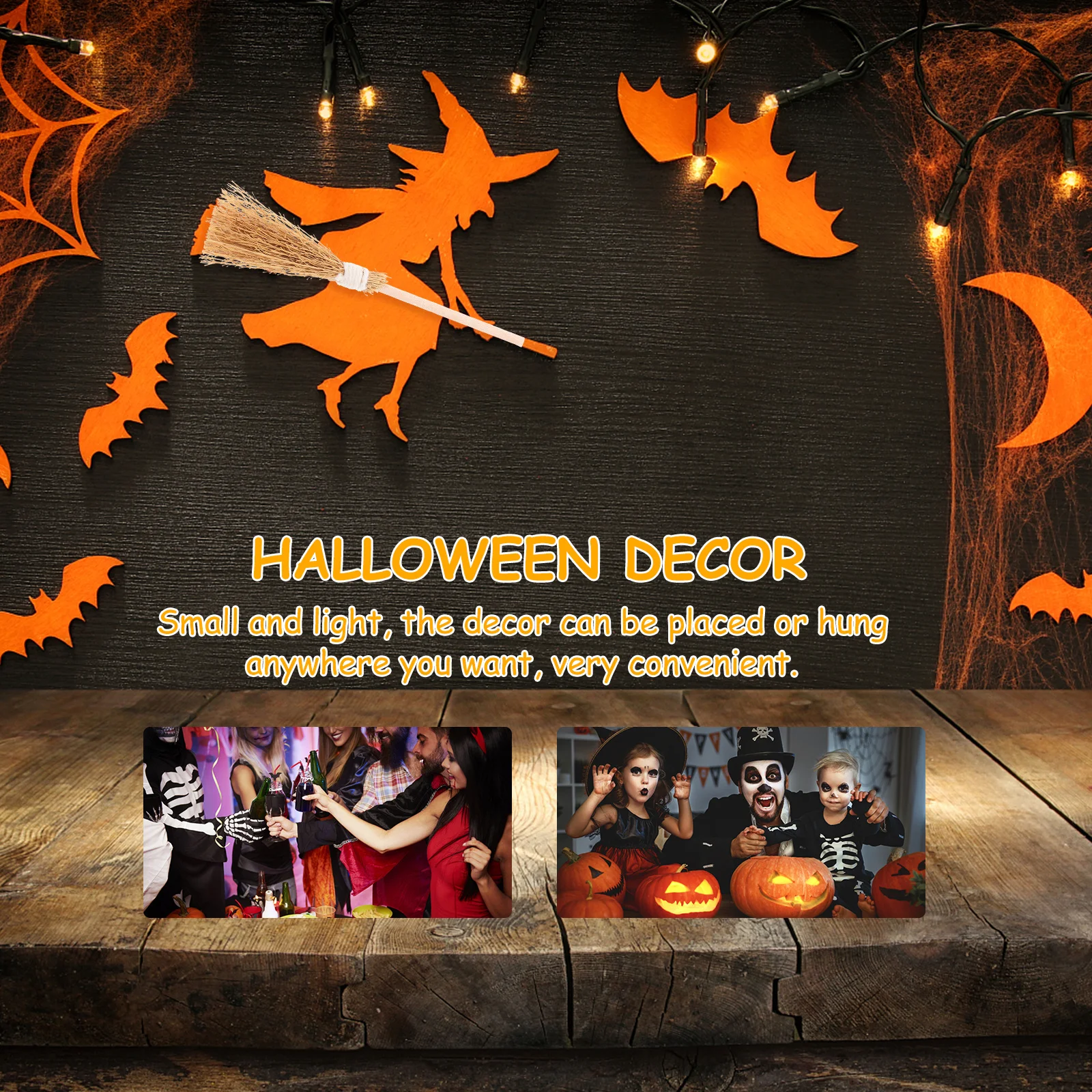 

10Pcs Miniature Witch Brooms Wooden Small House Decor Broom Props Halloween Scene Layout Mini Brooms Craft Accessories