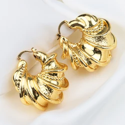 Trendy Earrings and Pendant Set For Women Necklace Fashion Jewelry Copper Golden Geometric Wedding Party Gift