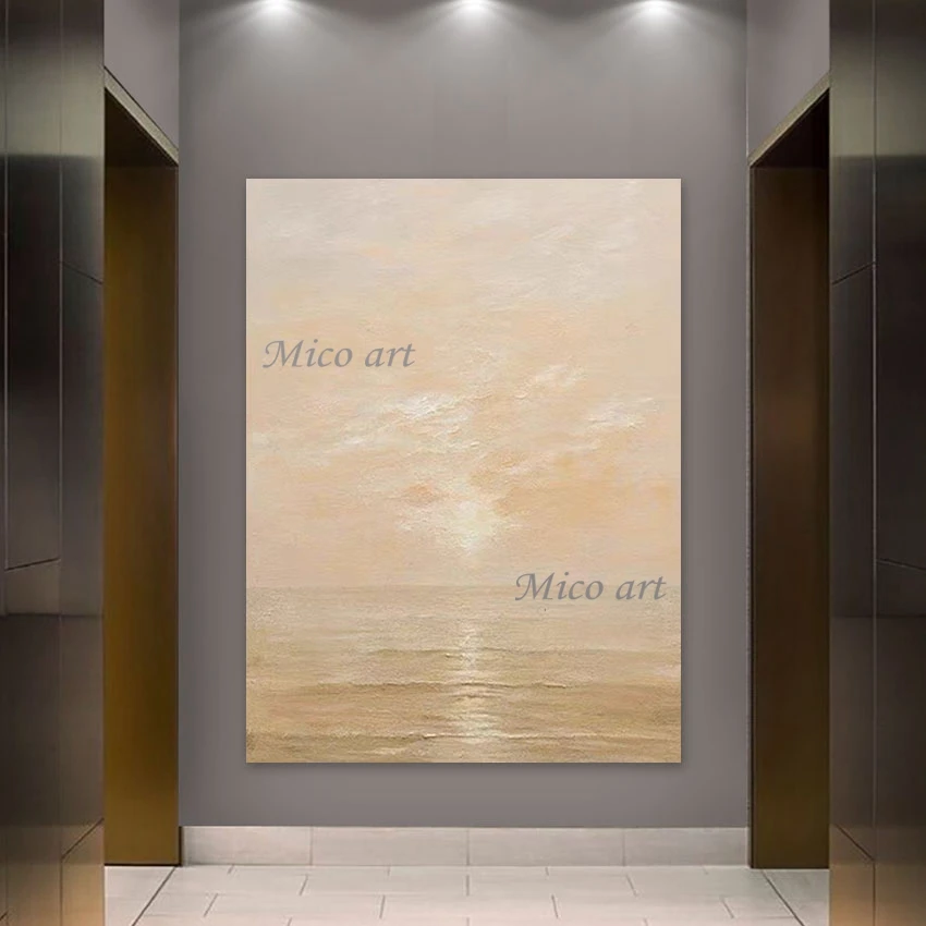 

European Style Decoration 3D Beautiful Seascape Abstract Picture Scenery Wall Hand Painted Frameless Art Canvas Showpiece