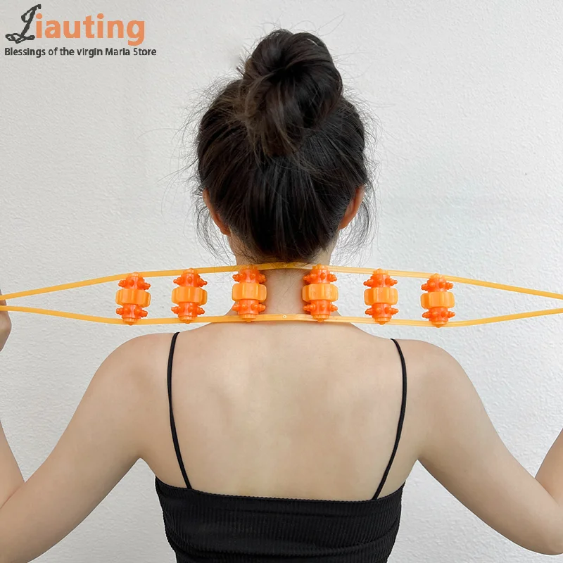 

Ручной массажер для мышц спины, плеч, шеи, пластиковый съемник спины, фитнес-физиотерапевтический массажный ролик, ролик с бусинами и открытой спиной