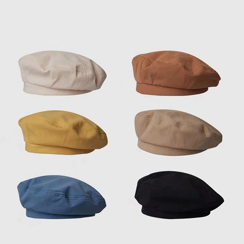 Women Girl Beret Artist Warm Cotton Octagonal Flat Caps Autumn Winter Beanie Hat Cap Vintage Beret Hats Solid Color Headgear