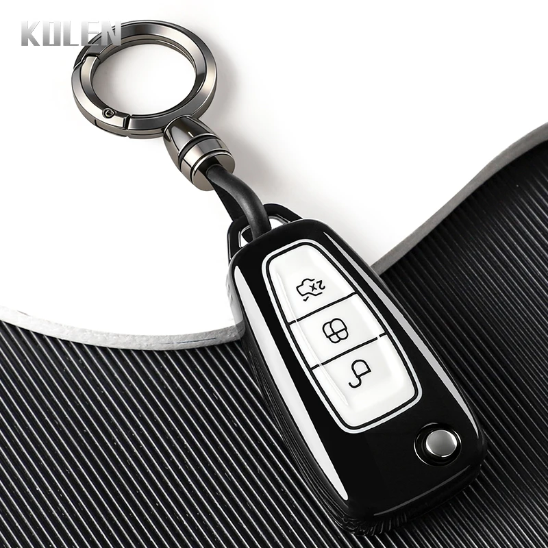 New TPU Car Folding Key Case Cover For Ford Ranger C-Max S-Max Focus Galaxy Mondeo Transit Tourneo Custom Protected Shell Fob