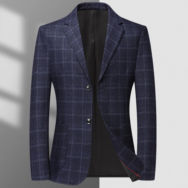 

Блейзер Новый осенне-зимний модный деловой повседневный клетчатый мужской пиджак для свадебного хозяина среднего возраста