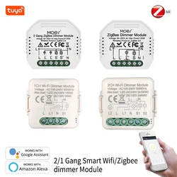 Tuya Mini WiFi/Zigbee Smart Light Dimmer Module Smart Life APP Remote Control Work With Alexa Google Home 1/2 Way 1/2 Gang