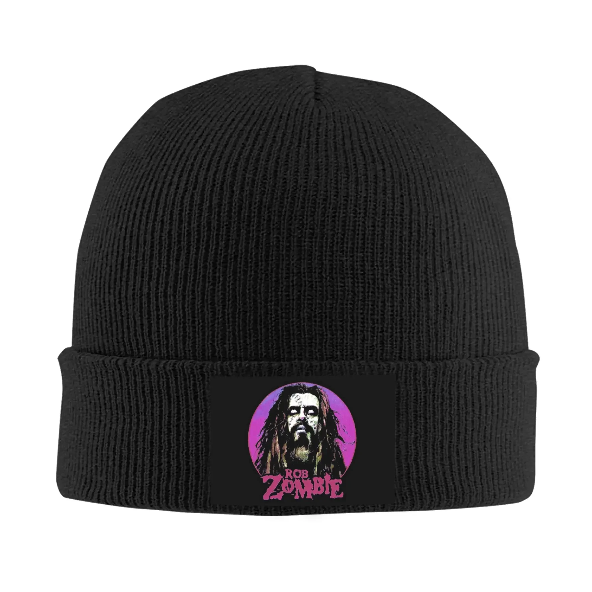 Czapka zimowa vintage z grafiką zespołu Rob Zombie, ciepła dzianinowa czapka, czapka typu beanie, czapka hip-hopowa unisex