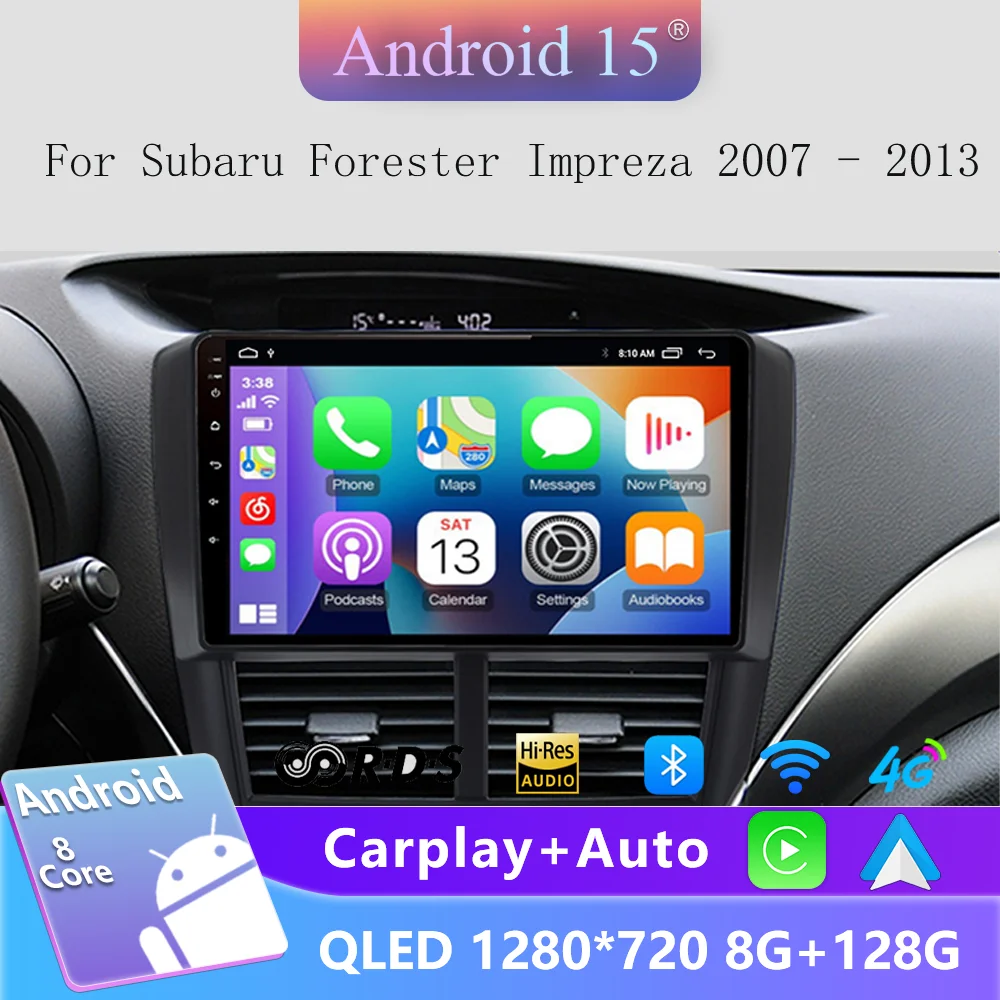 Android 15 For Subaru Forester 3 SH 2007-2013 Impreza GH 2007-2011 Stereo Car Radio Multimedia Video Player GPS AI Voice CarPlay