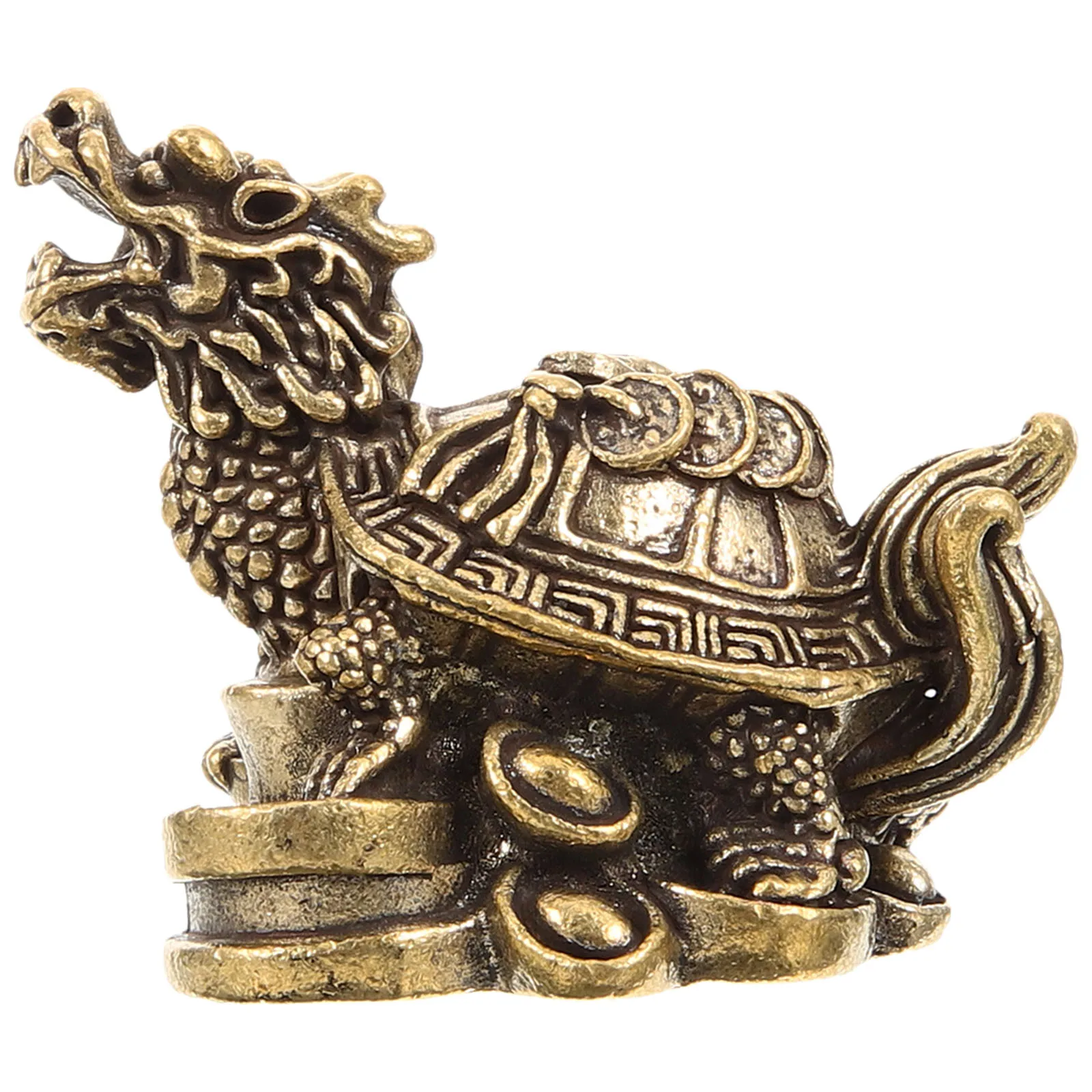

Copper Dragon Turtle Statue Miniature Home Decor Vintage Metal Craft Desk Figurine Sturdy Smooth Desktop