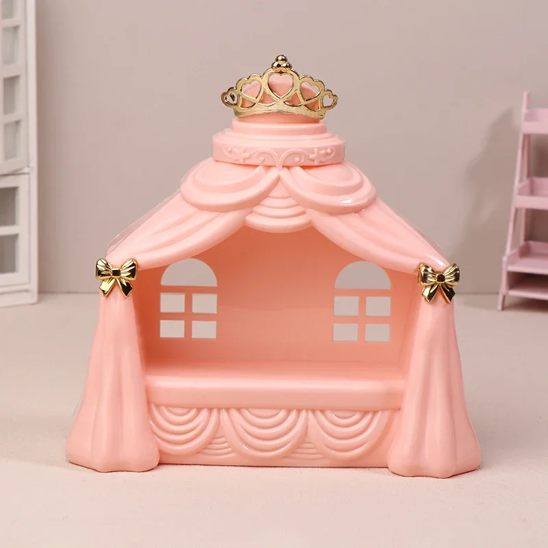 1/12 Dollhouse Mini Princess Bed Model Dollhouse Bedroom Furniture Decoration Dolls House Accessories Pretend Play Toys
