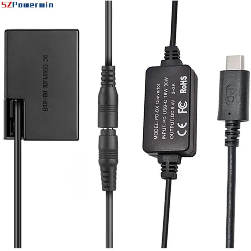 DR-E18 DR E18 Adapter PD USB-C typu C LP-E17 Akumulator atrapa do Canon Sl3 850D 800D 760D 750D 77D T6i T6S T7i X9I RP