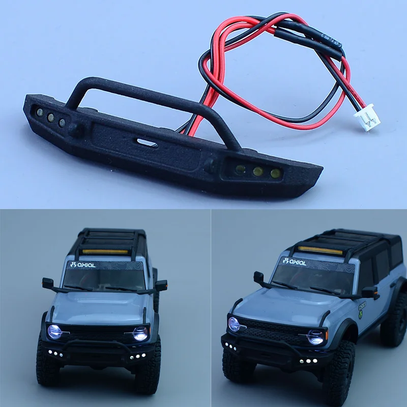 

1:30th Scale RC Crawler Car LED Front Bumper with Lights for SCX30 Bronco Accessories