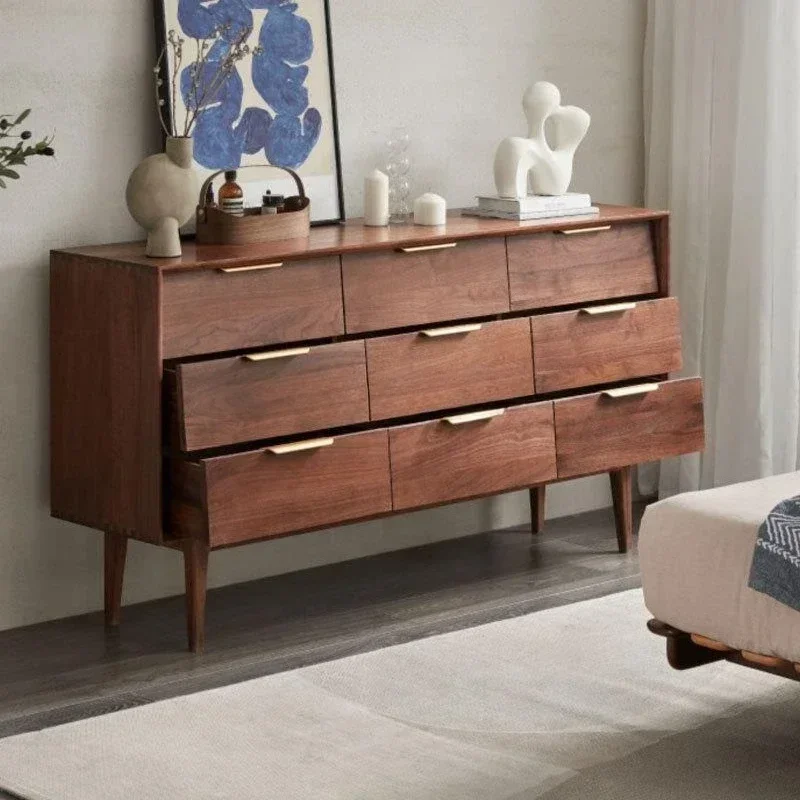 All solid wood black walnut modern simple bedroom locker Nordic storage chest of drawers