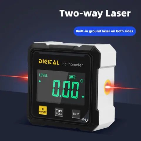 Household Double Sided Laser Inclinometer Multifunctional Four Sided Magnetic Absorption Angle Level Small Slope Measuring Tools