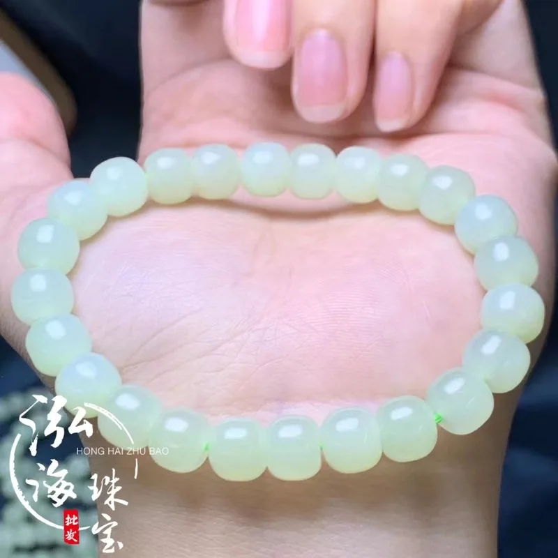 Hetai Jade From Qinghai, 7X8Mm Old-Style Beads, Fine Texture, Smooth And Moist, With Sufficient Translucency