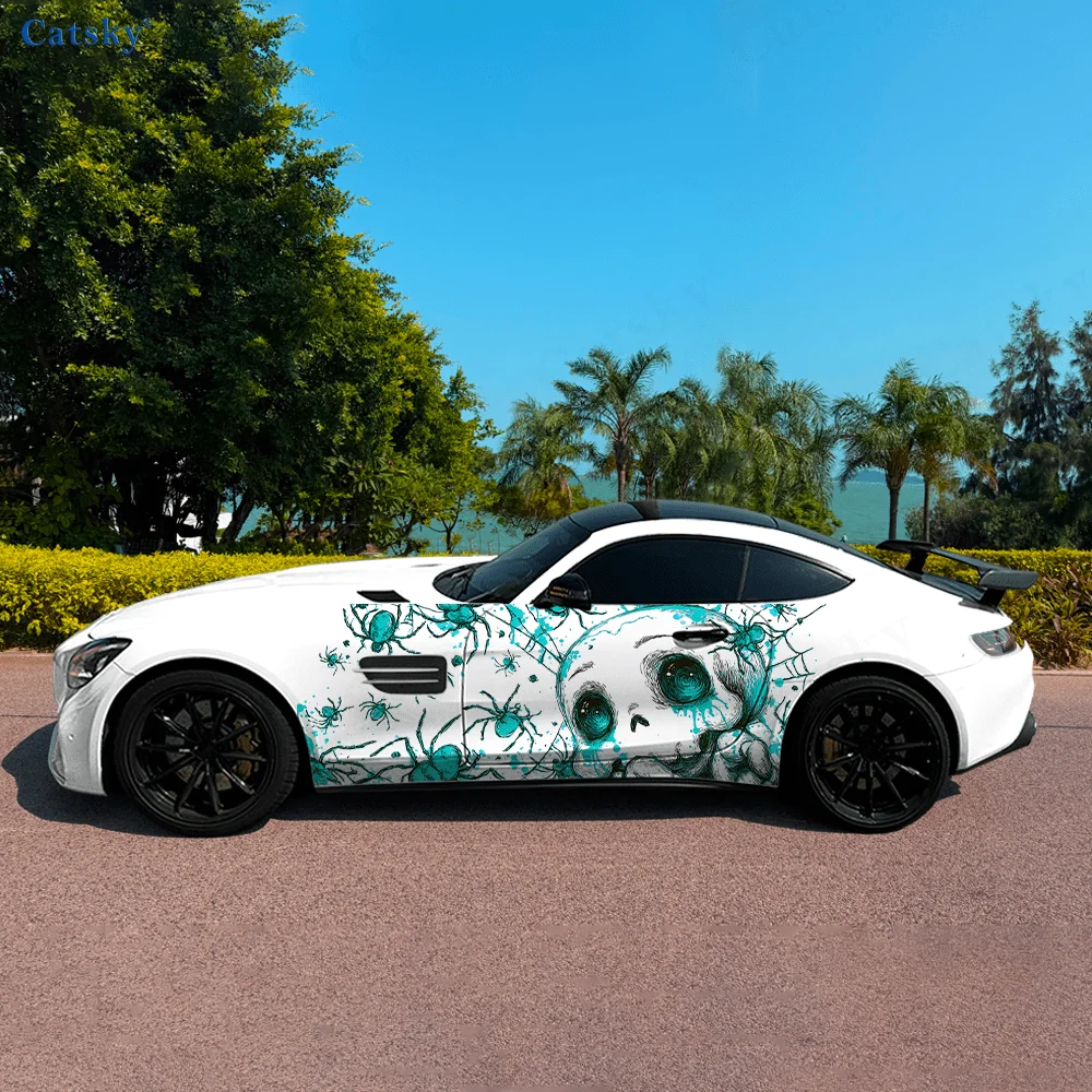 

Красочный череп паук милый автомобиль виниловые наклейки самоклеящаяся наклейка из ПВХ подходит для грузовиков внедорожник Декор автоаксессуары подарок