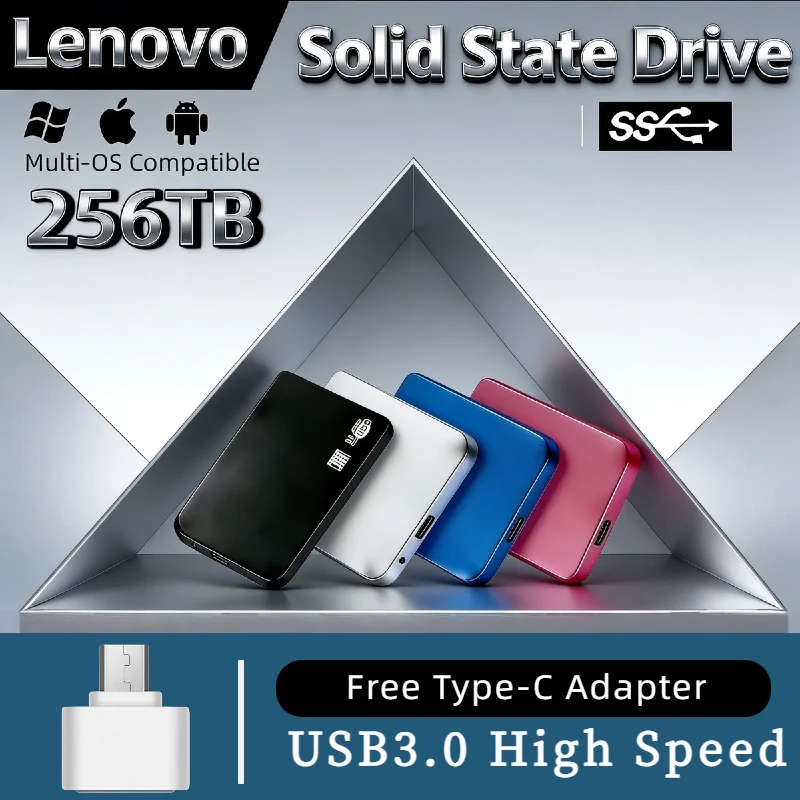 

Портативный твердотельный накопитель Lenovo 8 ТБ, внешний SSD USB 3.0, 4 ТБ, 2 ТБ, высокоскоростной жесткий диск для ноутбуков, ПК, игровых устройств и хранения данных
