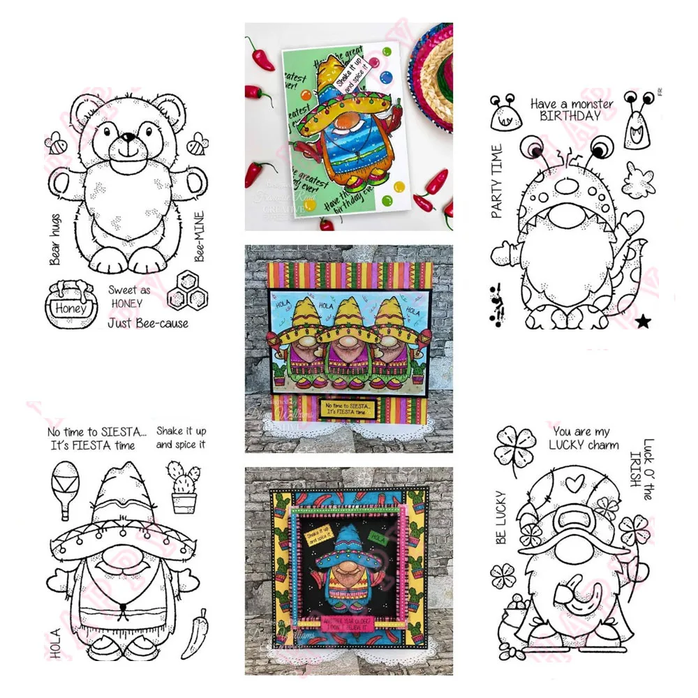 

Metal Cutting Dies and Stamps DIY Scrapbook Card Stencil Paper Cards Handmade Album Sheets 2023 New Monster Gnome and Elf Wishes