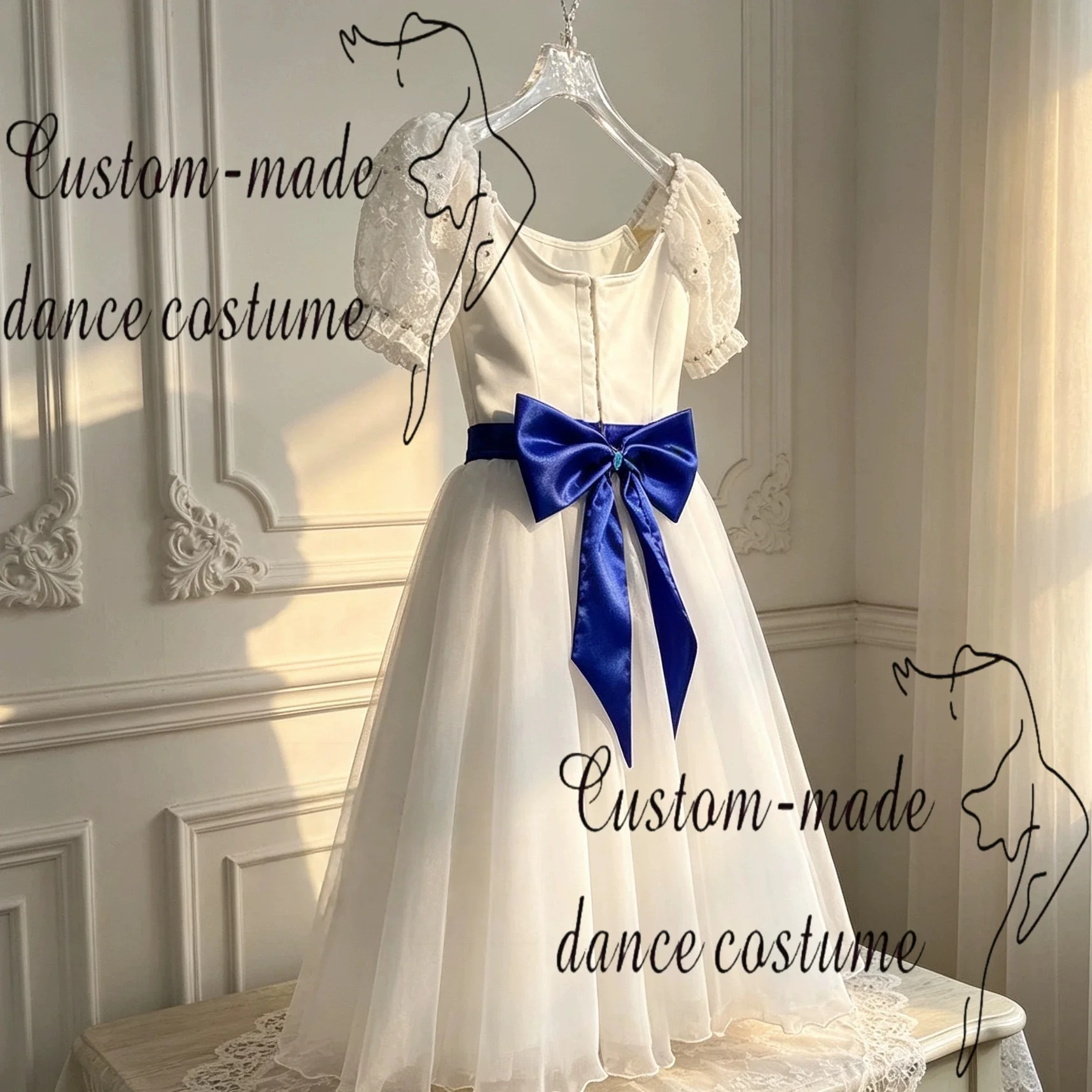 Customized white graduation dance variation ballet dress performance costume