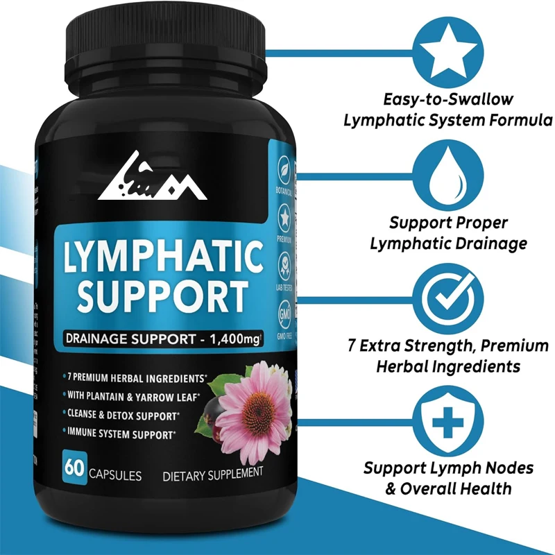 Lymph Drainage Supplement - Lymph Support Herbal Cleansing Product with Echinacea Lymph System Support Supplement