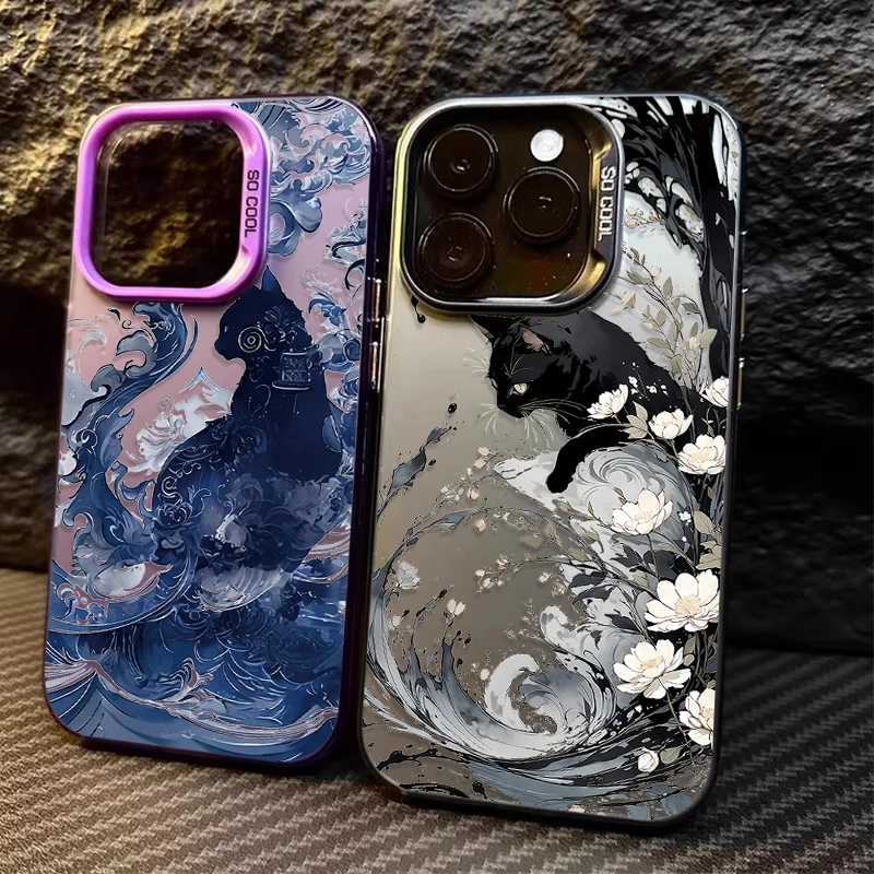 Splash-ink Cool Cat Phone Case for Samsung Galaxy A55 A35 A25 A15 A05 A05S 5G A13 A23 A12 A22 A32 A52 A52S A72 A51 A71 4G Cover