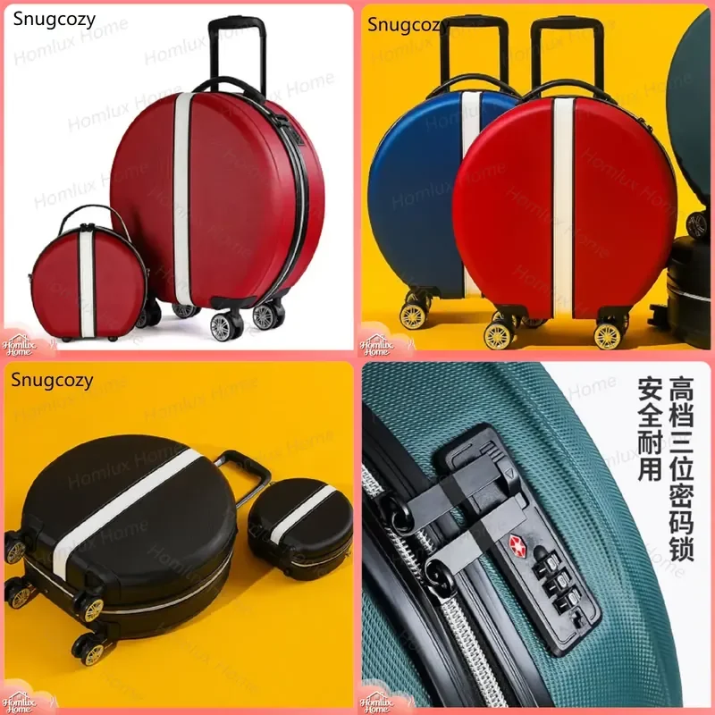 for Snugcozy 18 Inch Round Rolling Luggage Spinner Travel Bag Lovely Fashion Noble Suitcase Portable Carry On Wheeled Trolley
