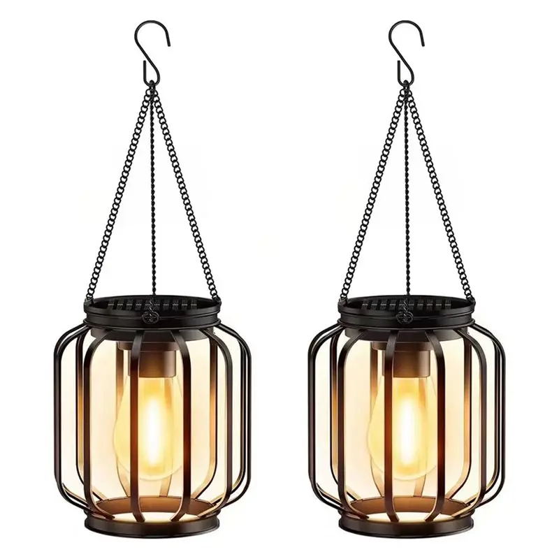 Eco Friendly 4X Solar Hanging Lanterns Outdoor Waterproof:Lights With Hook, Lantern Decor For Outside, Outdoor Lighting